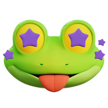 Cute Frog Star Emoji  3D Icon