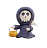 Cute ghost holding pumpkin basket