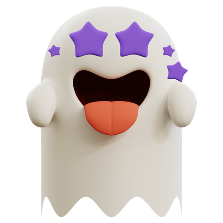 Cute Ghost Star Emoticon  3D Icon