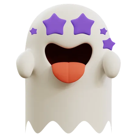 Cute Ghost Star Emoticon  3D Icon