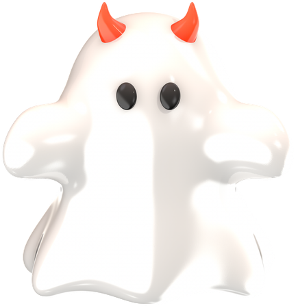 角のあるかわいい幽霊  3D Icon