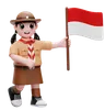 Cute Girl Carrying The Indonesian Flag