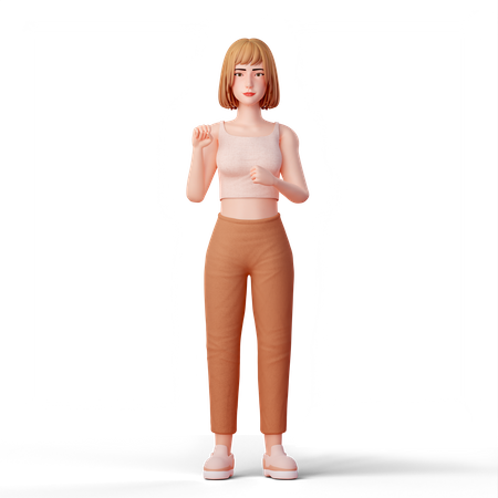 Cute Girl Clenching Her Fist  3D Illustration