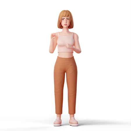 Cute Girl Clenching Her Fist  3D Illustration