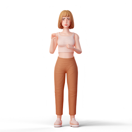 Cute Girl Clenching Her Fist 3D Illustration