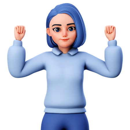 Cute Girl doing hooray gesture  3D Icon
