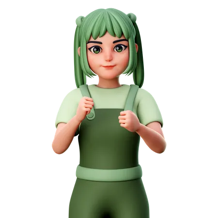 Cute Girl doing hooray gesture  3D Illustration