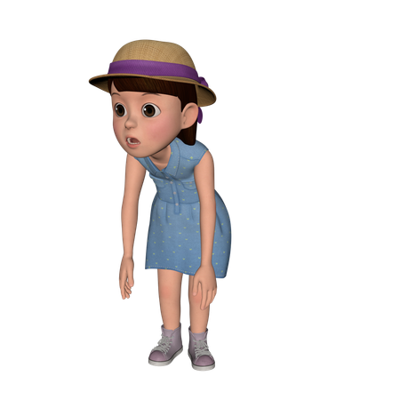 Cute Girl Feeling Tired  3D Illustration