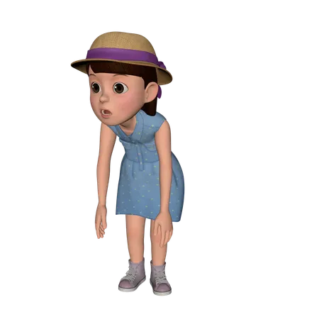 Cute Girl Feeling Tired  3D Illustration