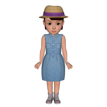 Cute Girl Giving Angry Pose  3D Icon