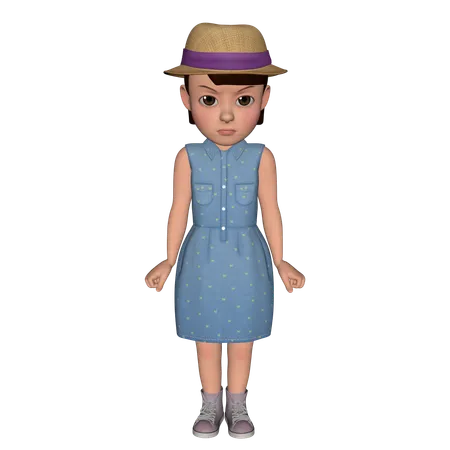 Cute Girl Giving Angry Pose  3D Icon