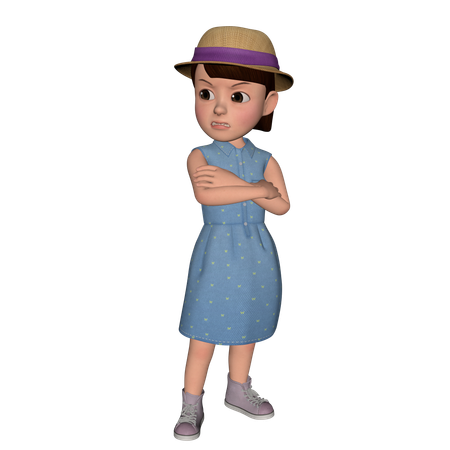 Cute Girl Giving Angry Pose  3D Icon