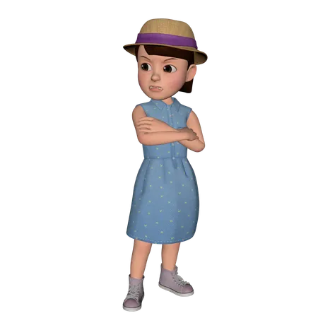 Cute Girl Giving Angry Pose  3D Icon