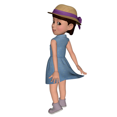 Cute Girl Giving Back Pose  3D Icon