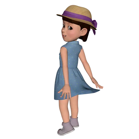 Cute Girl Giving Back Pose  3D Icon