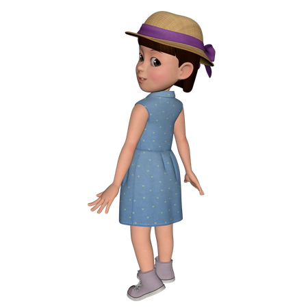 Cute Girl Giving Back Pose  3D Illustration