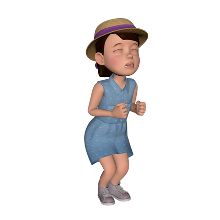 Cute Girl Giving Crying Pose  3D Icon