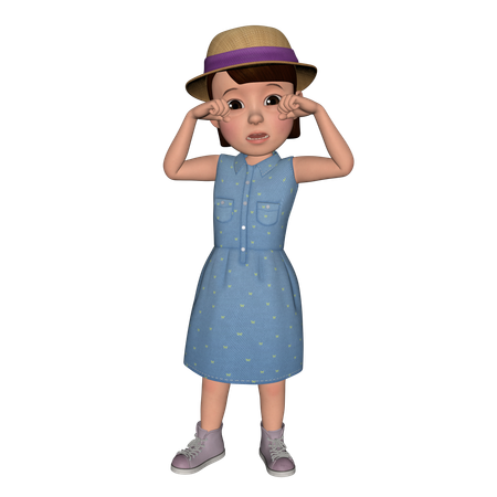 Cute Girl Giving Crying Pose  3D Icon