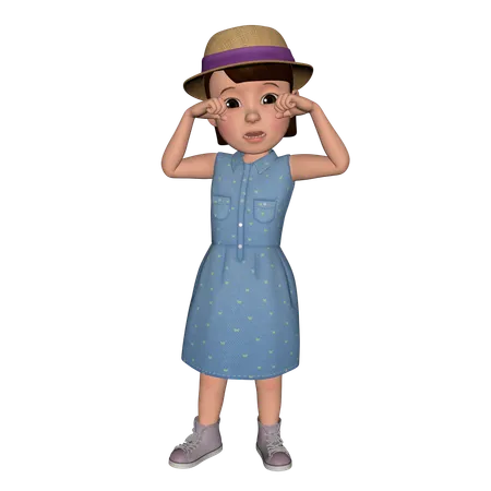 Cute Girl Giving Crying Pose  3D Icon