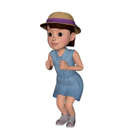 Cute Girl Giving Dancing Pose  3D Icon