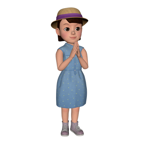 Cute Girl Giving Greeting  3D Icon