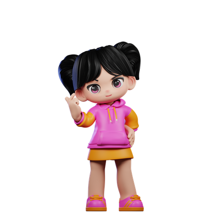 Cute Girl Giving Love Sign Pose  3D Icon
