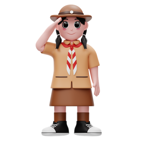 Cute Girl Giving Salute  3D Icon