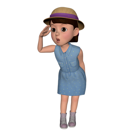 Cute Girl Giving Scary Pose  3D Illustration