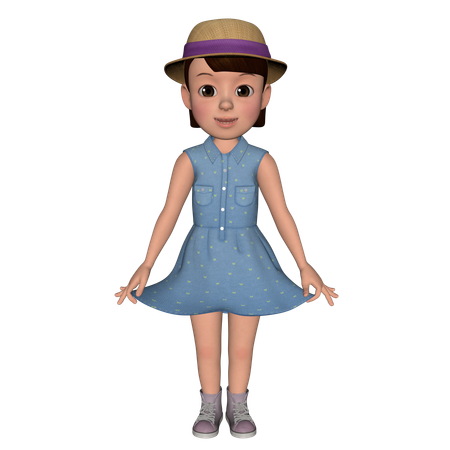 Cute Girl Giving Standing Pose  3D Icon