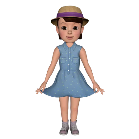 Cute Girl Giving Standing Pose  3D Icon