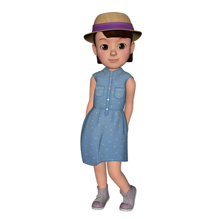 Cute Girl Giving Standing Pose  3D Icon