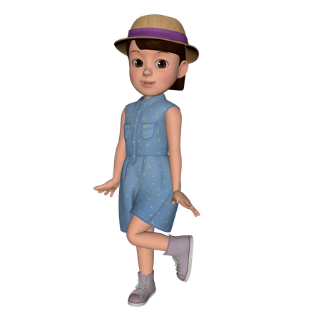 Cute Girl Giving Standing Pose  3D Icon