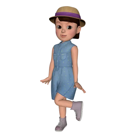 Cute Girl Giving Standing Pose  3D Icon