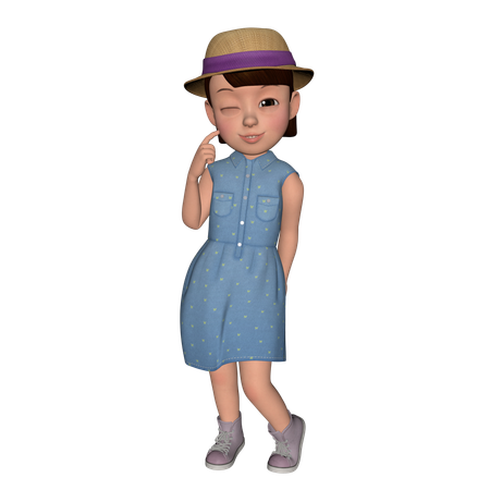 Cute Girl Giving Thinking Pose  3D Icon