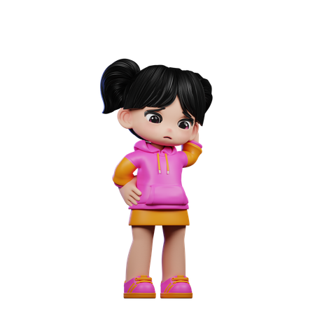 Cute Girl Giving Worry Pose  3D Illustration