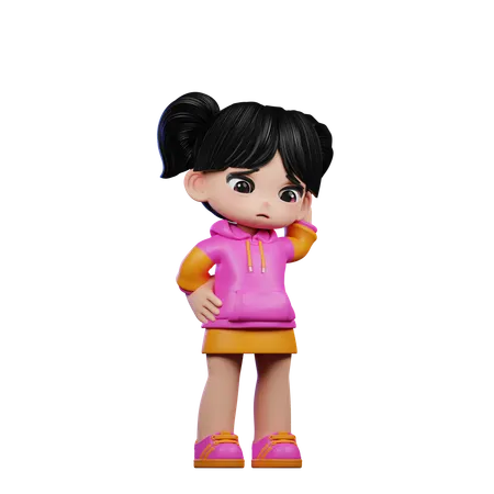 Cute Girl Giving Worry Pose  3D Illustration