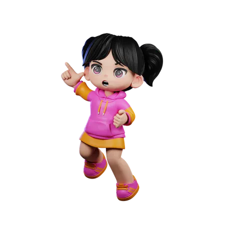 Cute Girl Happy Jumping Pose  3D Illustration