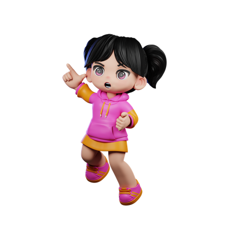 Cute Girl Happy Jumping Pose  3D Illustration