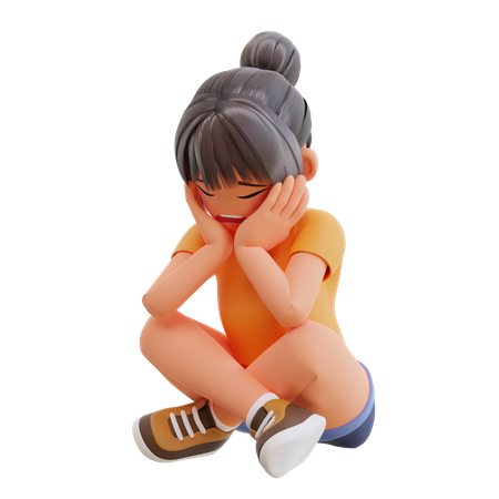 Cute Girl In Bad Mood  3D Illustration
