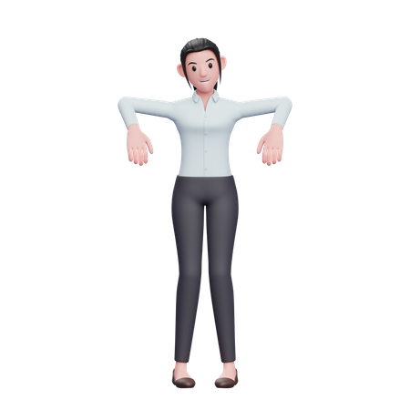 Cute Girl in Marionette Pose  3D Illustration