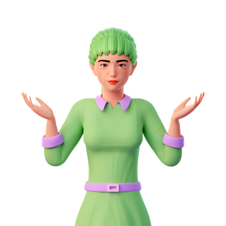 Cute Girl In Shrugging Pose  3D Icon