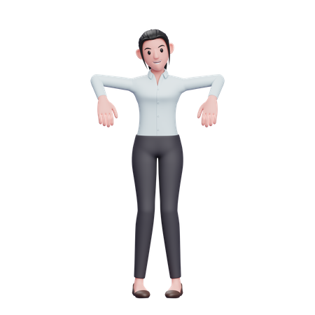 Cute Girl in Marionette Pose 3D Illustration