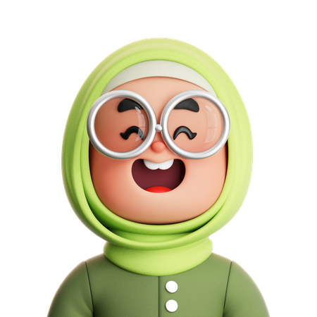 CUTE GIRL MUSLIM WEARING A GLASSES  3D Icon
