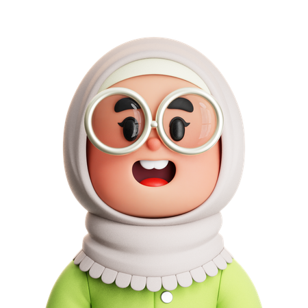 CUTE GIRL MUSLIM WEARING A GLASSES  3D Icon