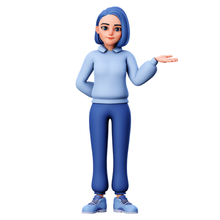 Cute Girl Presenting to Right side  3D Icon