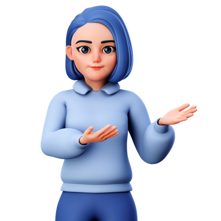 Cute Girl Presenting to Right side  3D Icon