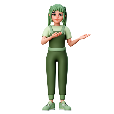 Cute Girl Presenting to Right side  3D Icon