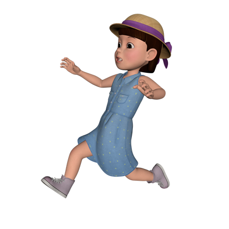 Cute Girl Running  3D Illustration