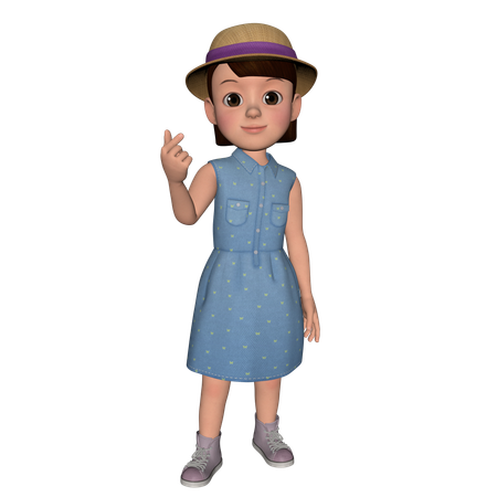 Cute Girl Showing Korean Love Sign  3D Icon