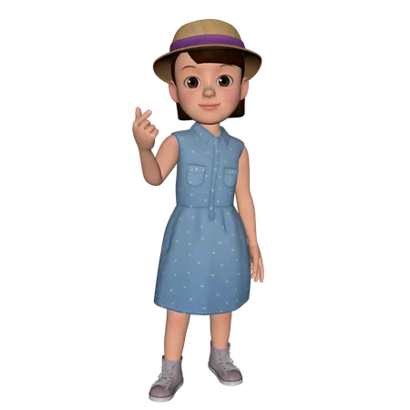 Cute Girl Showing Korean Love Sign  3D Illustration